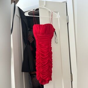 B. Darlin Red Ruched Spaghetti Strap Size Small